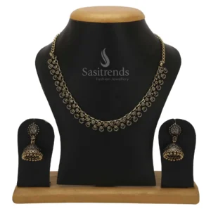 Oxidised Choker Necklace Jewellery Set with Traditional Jhumka