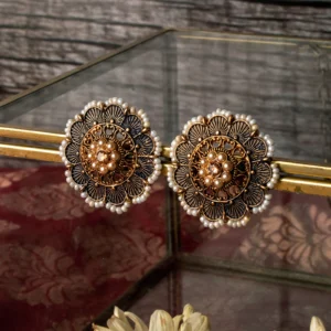 Pragya Dark Blue Gold Enamel Stud