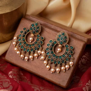 Ira Dark Green Gold Enamel Earrings