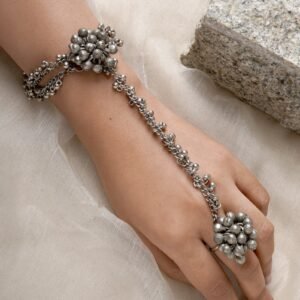 Bhavini Silver Oxidised Ghungroo Haath Phool